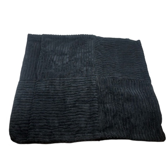Black Corduroy Throw Pillow Covers‎ 18x18 Inch Set of 2 - Picture 3 of 6